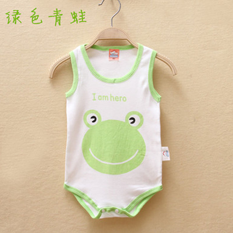包屁衣男女宝宝夏季纯棉三角哈衣爬服短袖睡衣0-1岁 哈衣 一只青蛙 85