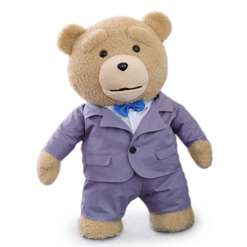 贱熊美国电影泰迪熊会说话的毛绒玩具娃娃抱抱熊 生日礼物 灰色西装