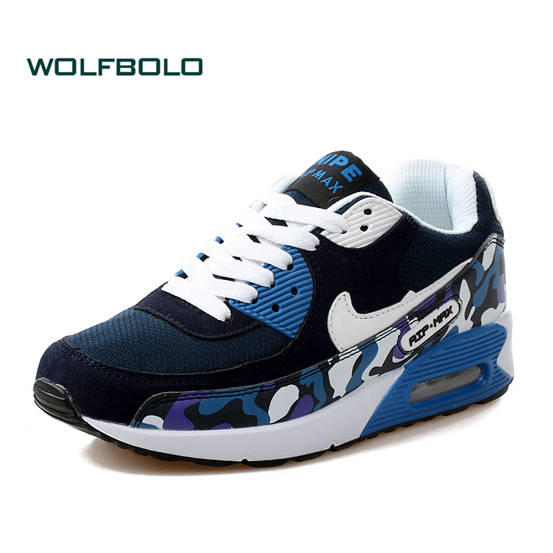 wolfbolo 新款日常休闲男鞋 透气舒适跑步鞋情侣款时尚迷彩运动鞋气垫