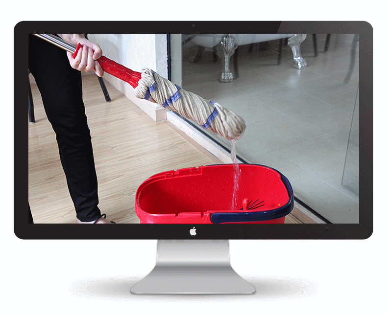 伊司达(east) 拖把拧水免手洗墩布棉线拧干旋转拖把老式地拖 毕卡锁