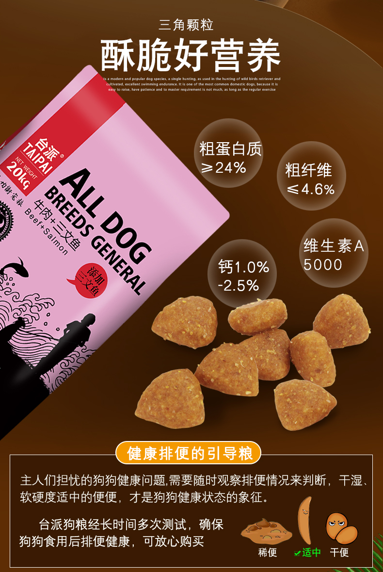 台派 狗粮20kg40斤泰迪金毛萨摩拉布拉多成犬幼犬小型中型大型犬通用