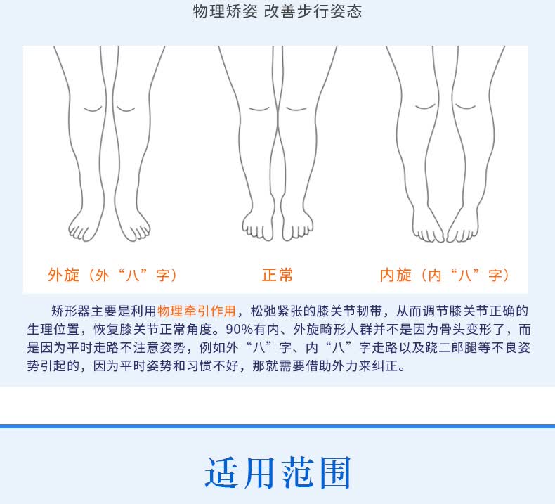 ober成人儿童膝内翻外翻矫形器 xo型腿矫正带外八字内八字矫形器 黑色