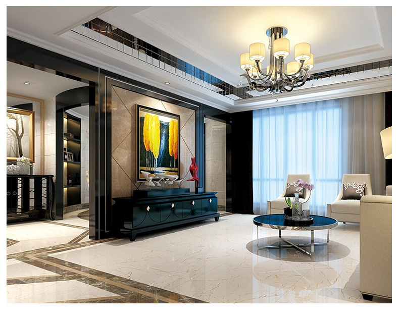 墙别墅客厅地板砖墙砖耐磨防滑地砖800x800 欧式轻奢 索菲特金t0018l