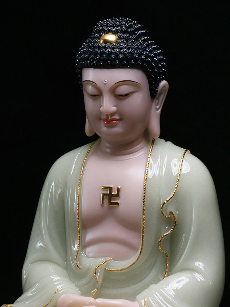 七宝莲汉白玉雕阿弥陀佛像释迦牟尼药师佛三宝如来家用摆件款式一坐像