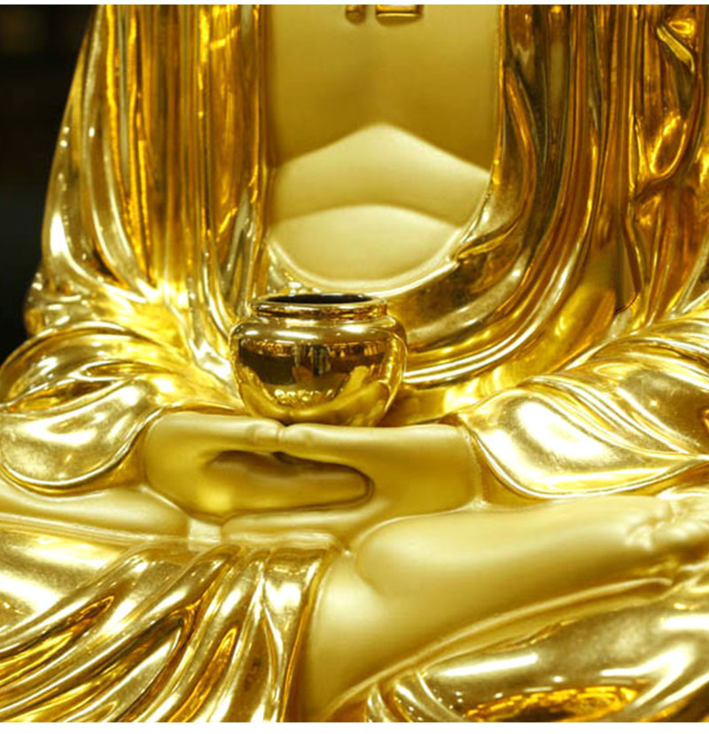 宝华纯铜贴金双金箔释迦佛主带背光摆件家用释迦牟尼