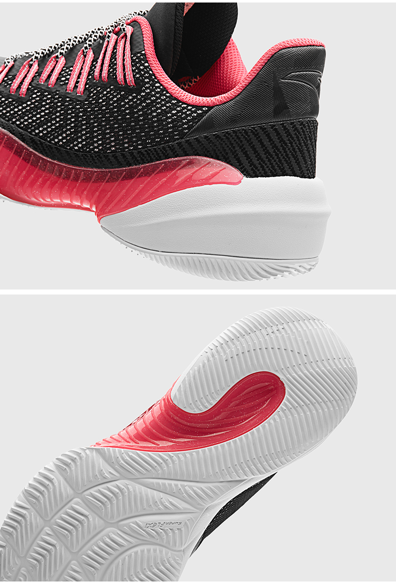 要疯篮球鞋透气低帮a-shock要疯2代外场实战 黑/荧光热力橙/安踏白-3