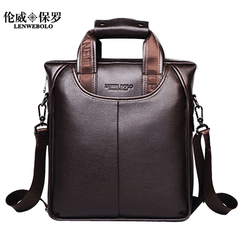伦威保罗 男士单肩包 时尚男包 商务休闲包 潮男手提包斜挎包 棕色