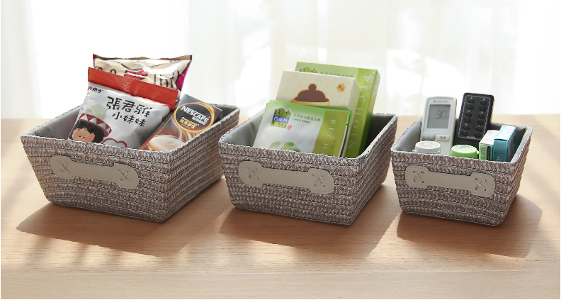 草编收纳筐化妆品收纳盒桌面编织收纳储物篮鞋柜上放钥匙的装饰盒