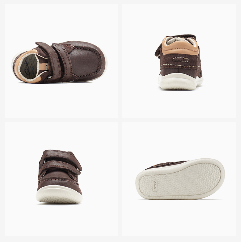 clarks其乐童鞋小童英伦2018秋冬新款魔术贴潮酷保暖短靴 粉色拼色