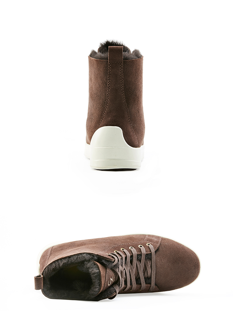 cozysteps冬季新款羊皮毛一体雪地靴时尚系带平底高帮单靴 四叶草色