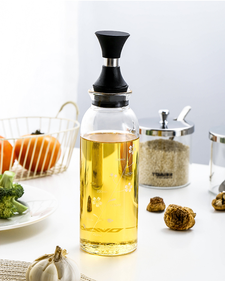 华派tqvai 玻璃油壶 带刻度耐热防漏家用玻璃油瓶子酱醋调料瓶油罐子