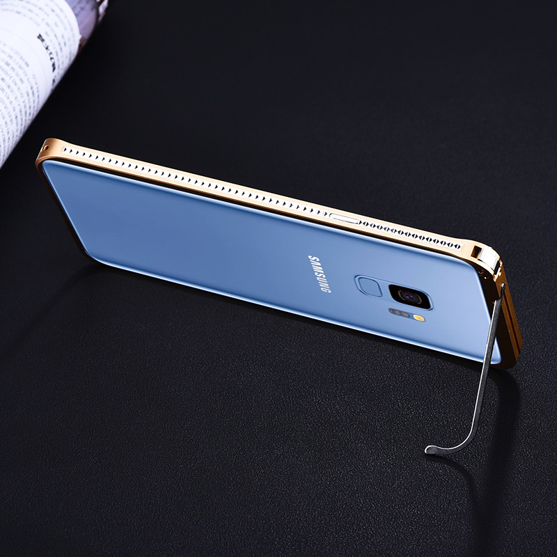 iMatch Slim Light Aluminum Metal Shockproof Bumper Case with Kickstand for Samsung Galaxy S9 & Samsung Galaxy S9 Plus